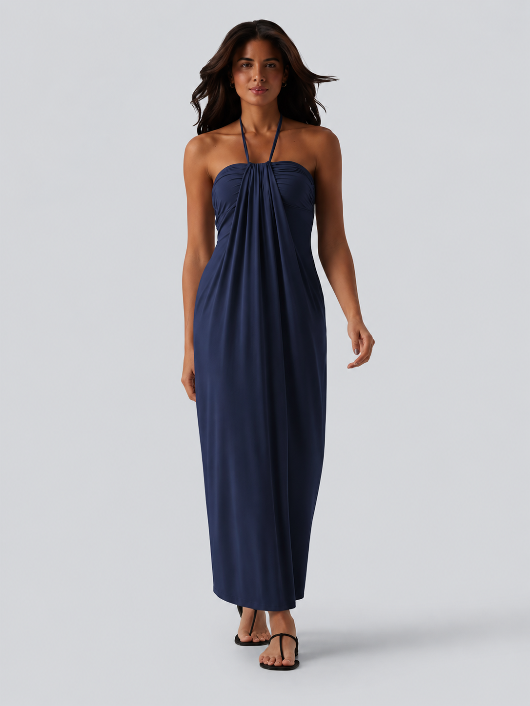Halter Tie Back Maxi Dress with Pockets