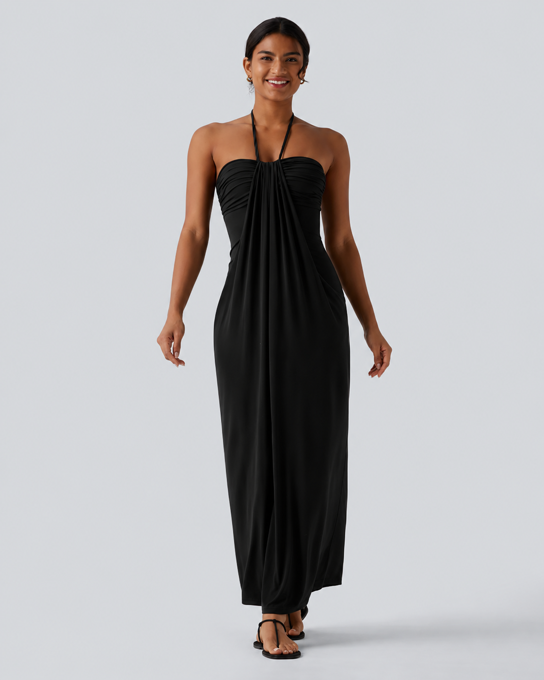 Halter Tie Back Maxi Dress with Pockets