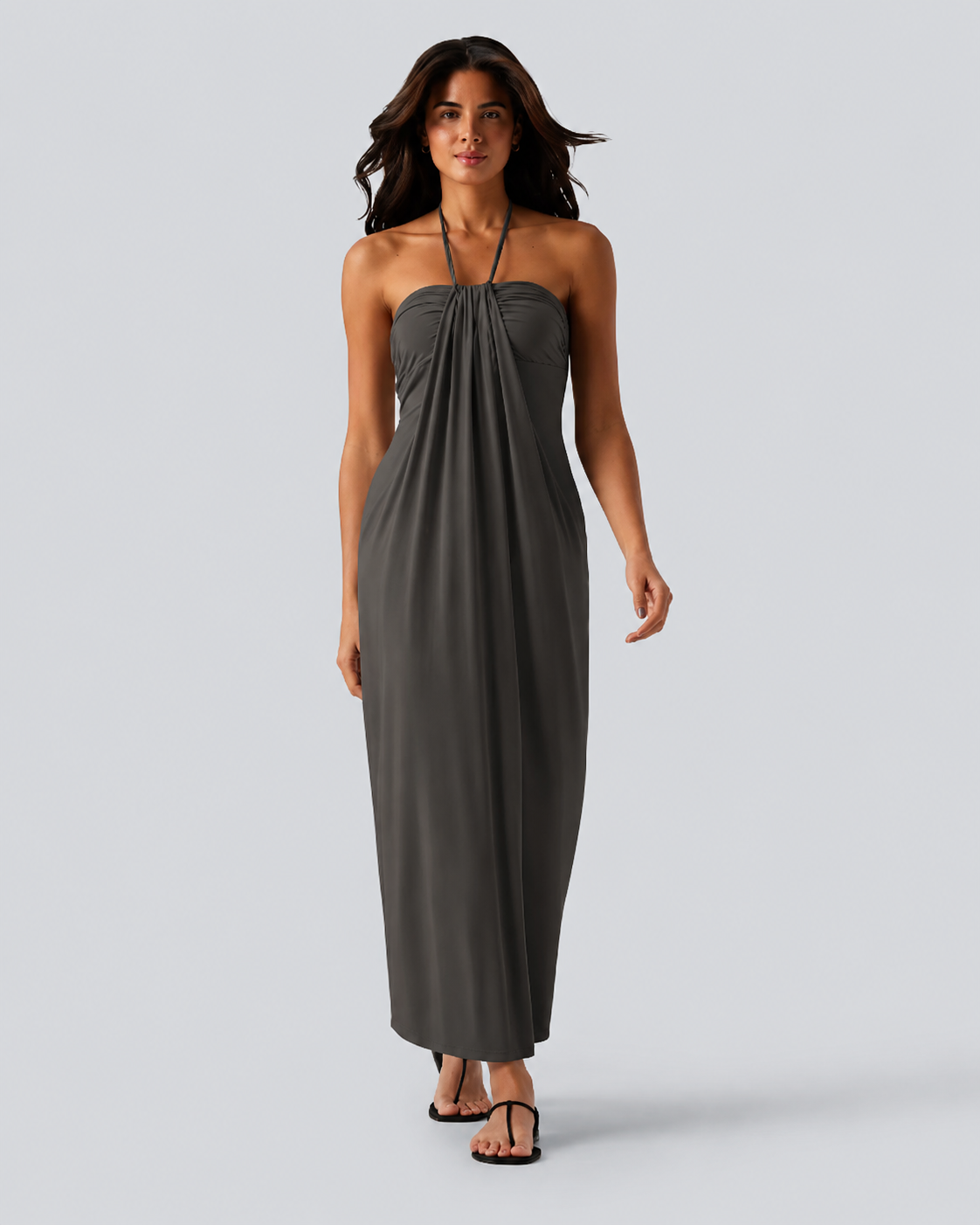 Halter Tie Back Maxi Dress with Pockets
