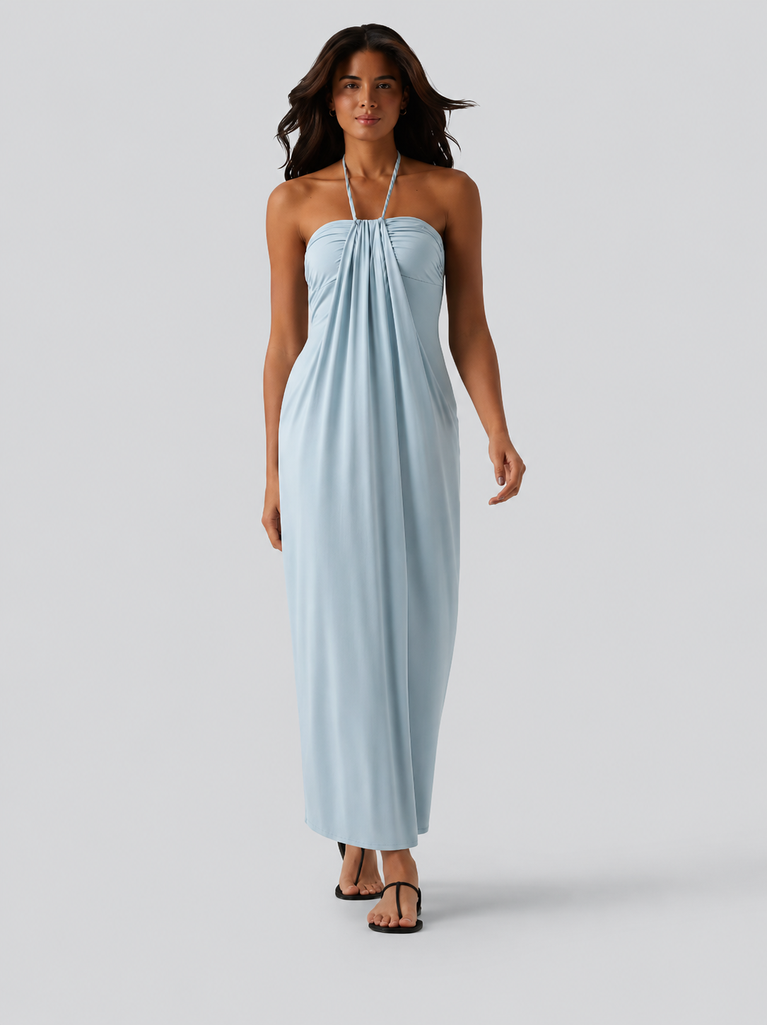 Halter Tie Back Maxi Dress with Pockets