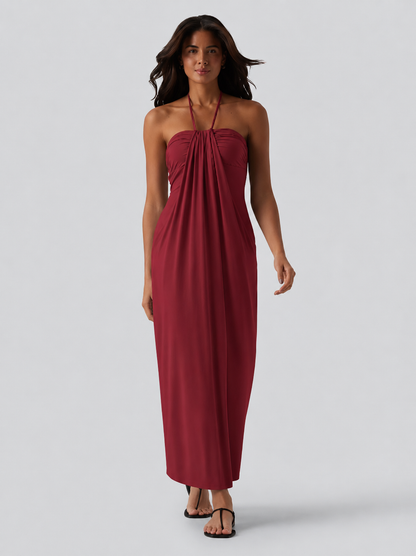 Halter Tie Back Maxi Dress with Pockets
