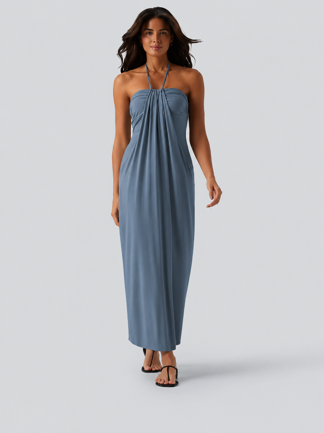 Halter Tie Back Maxi Dress with Pockets