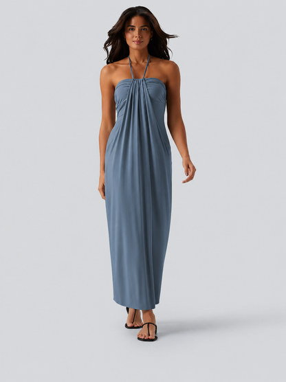 Halter Tie Back Maxi Dress with Pockets