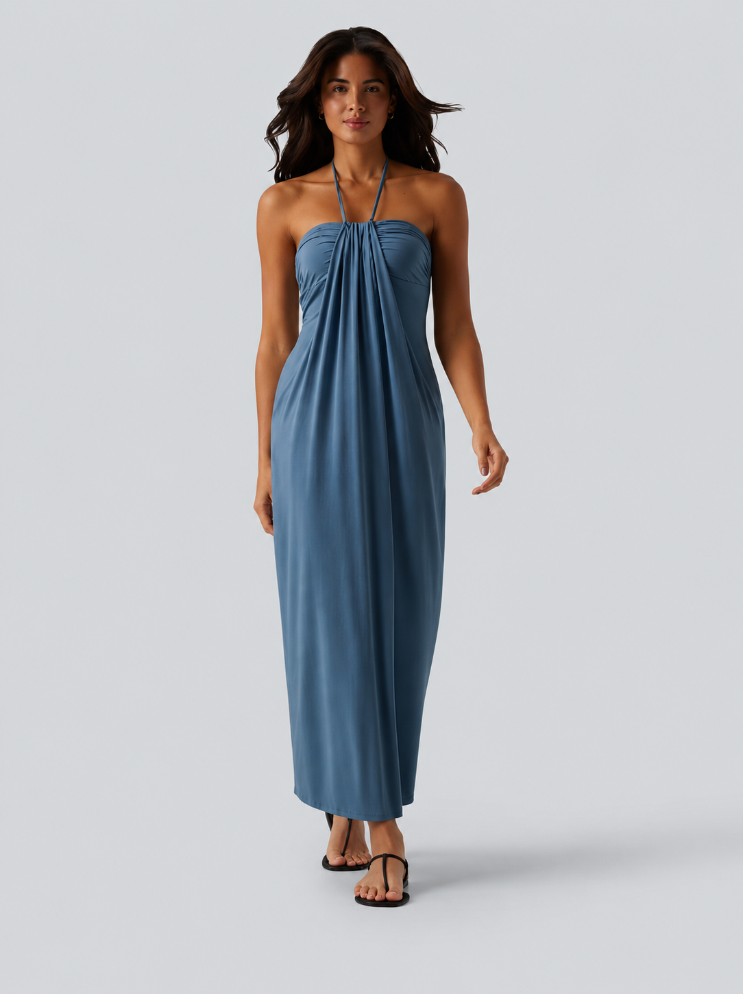 Halter Tie Back Maxi Dress with Pockets