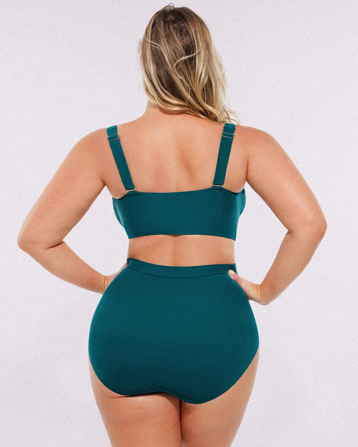 Twist-Front Bikini Top & High-Waisted Bottom Set