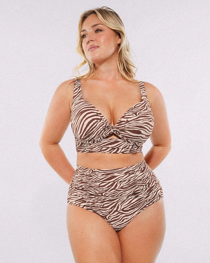 Twist-Front Bikini Top & High-Waisted Bottom Set