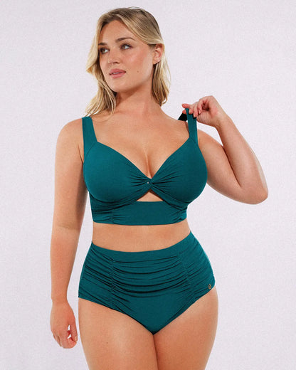 Twist-Front Bikini Top & High-Waisted Bottom Set