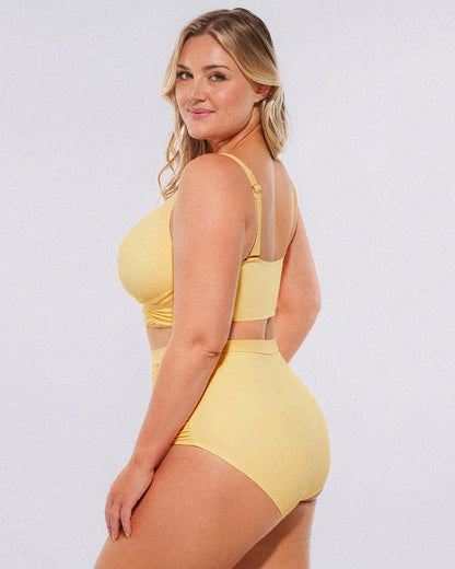 Twist-Front Bikini Top & High-Waisted Bottom Set