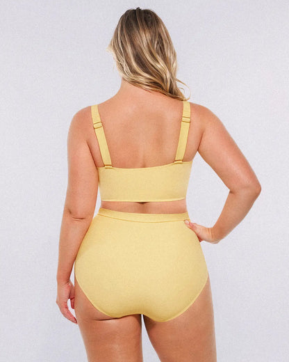 Twist-Front Bikini Top & High-Waisted Bottom Set