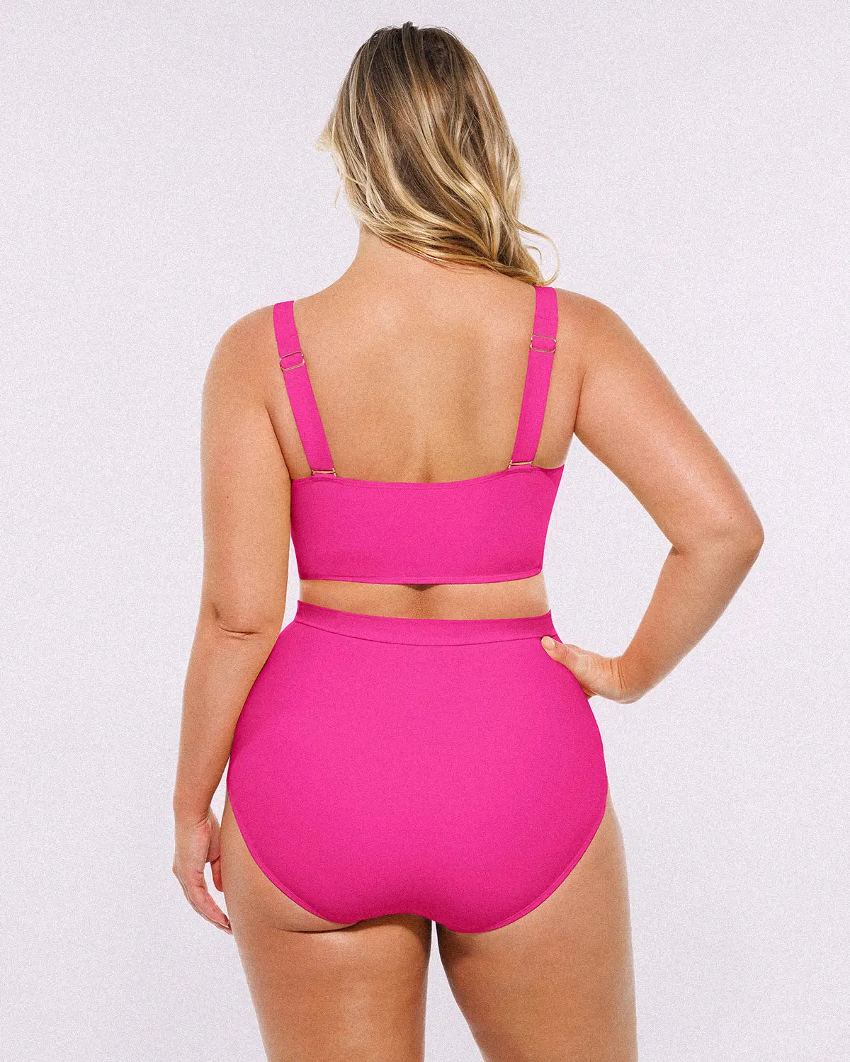 Twist-Front Bikini Top & High-Waisted Bottom Set