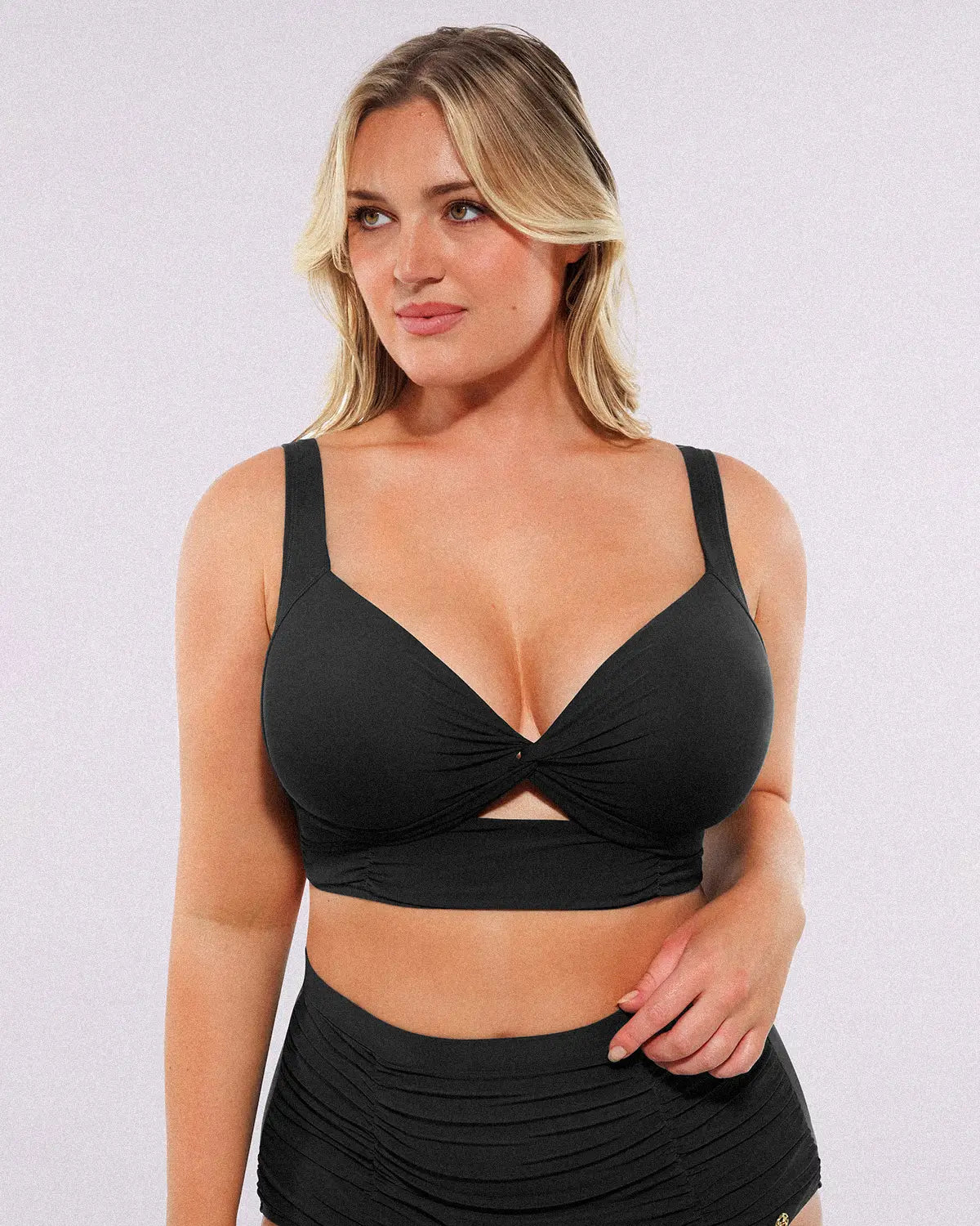 Twist-Front Bikini Top & High-Waisted Bottom Set
