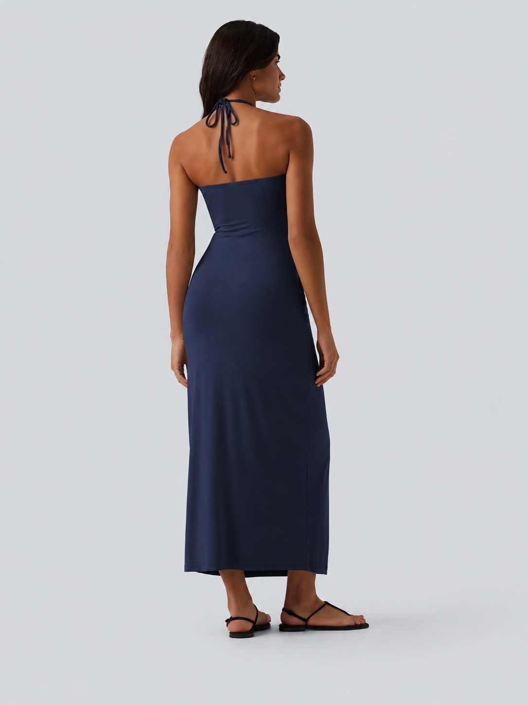 Halter Tie Back Maxi Dress with Pockets