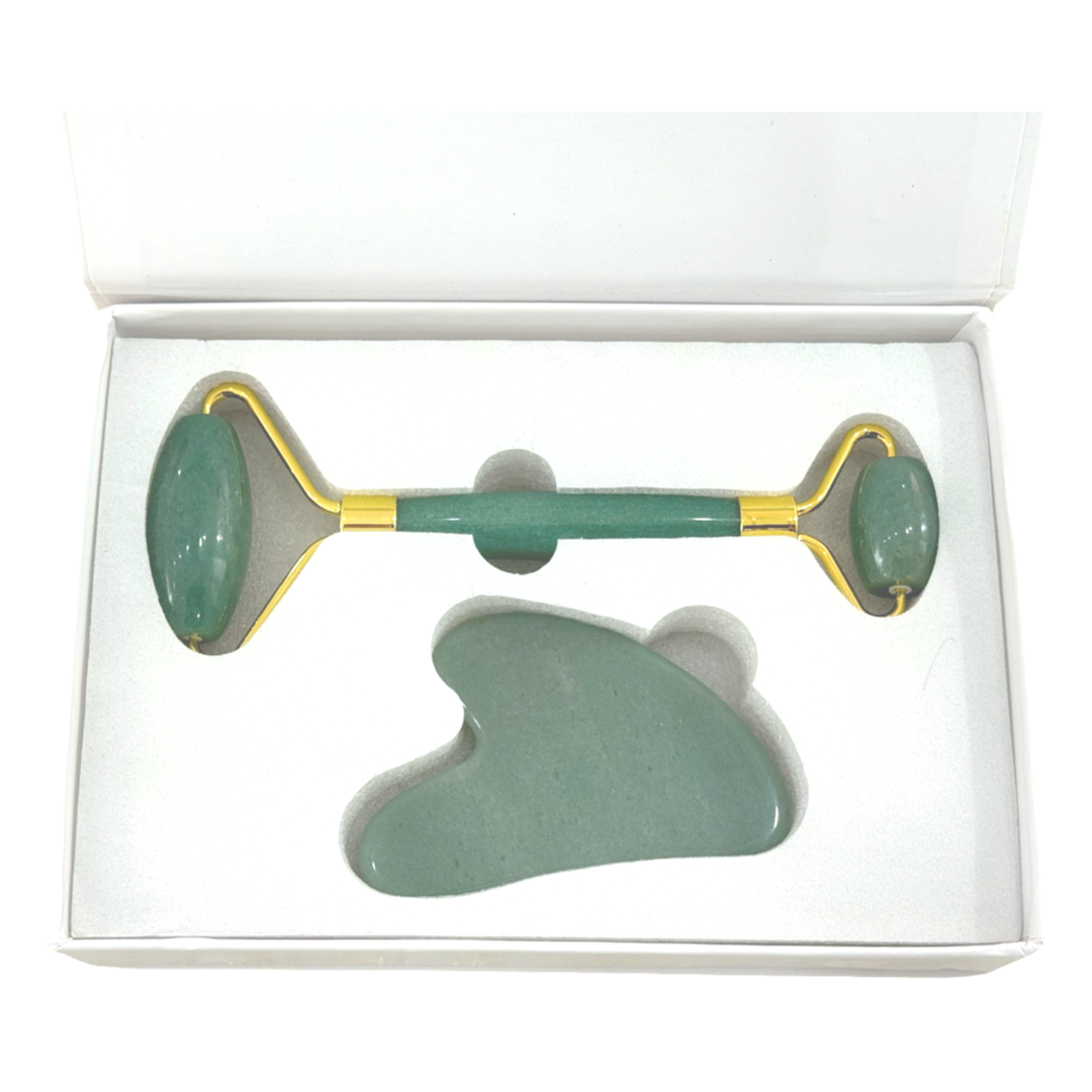 Sett med massasjerulle og Gua Sha