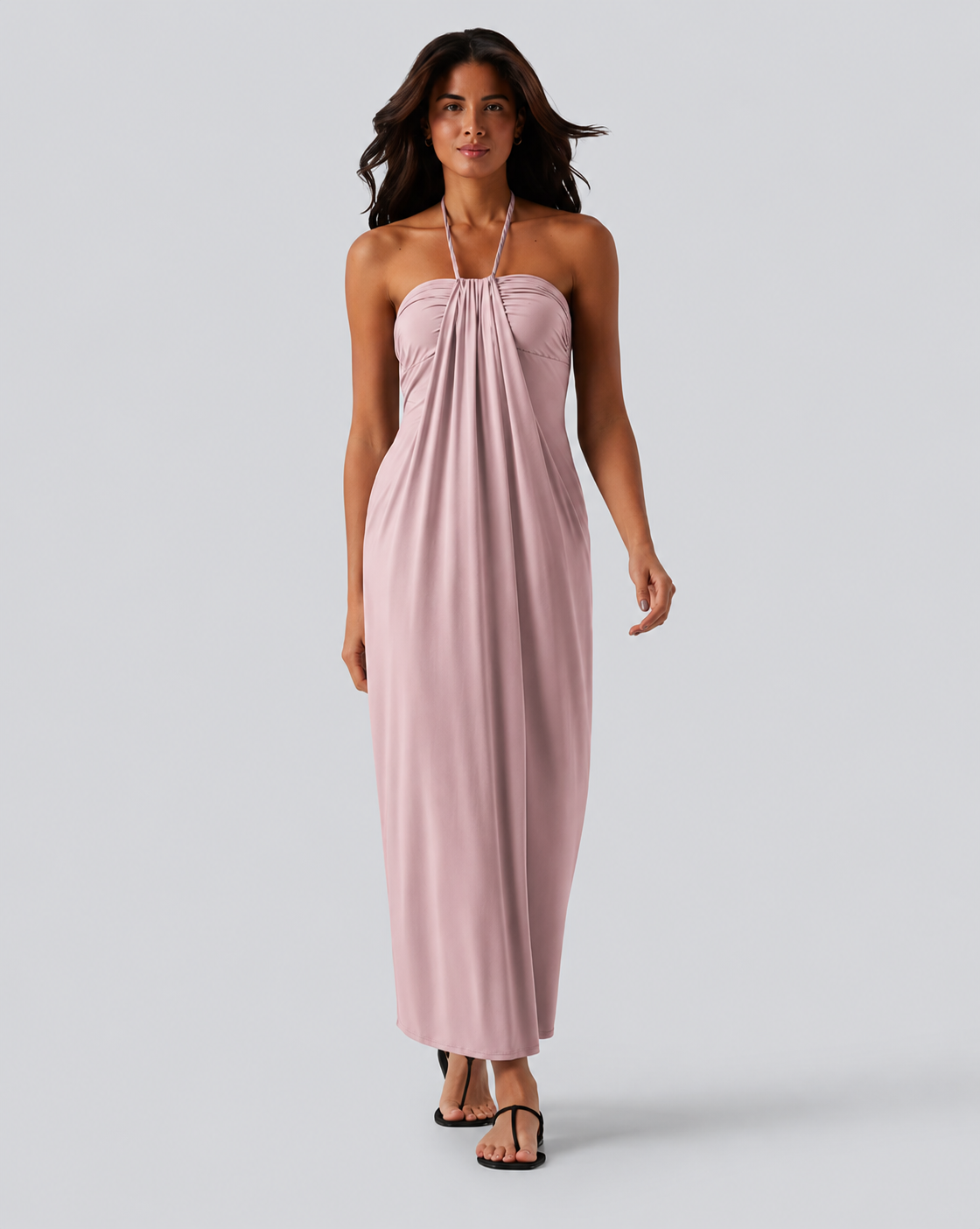 Halter Tie Back Maxi Dress with Pockets