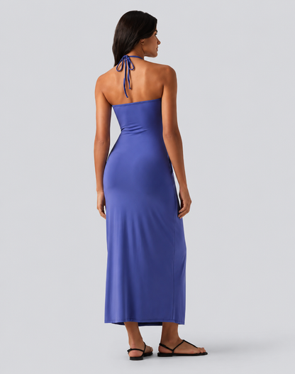 Halter Tie Back Maxi Dress with Pockets