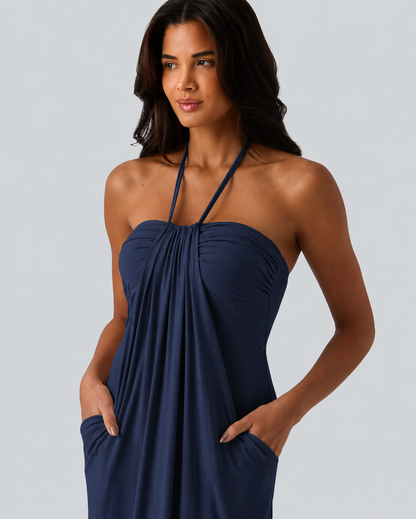 Halter Tie Back Maxi Dress with Pockets