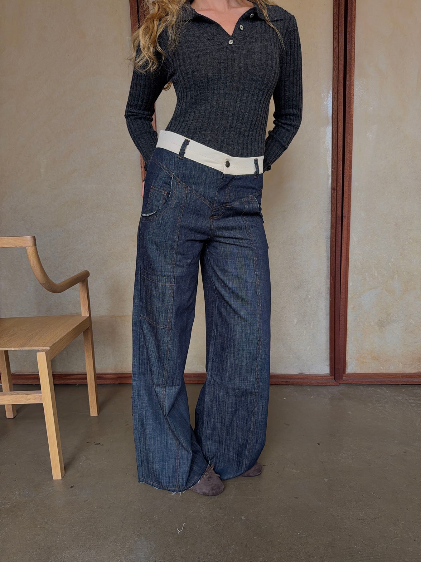Karly jeans with details - Blue/white