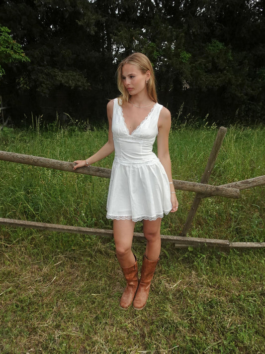 Linoa mini dress with lace - White