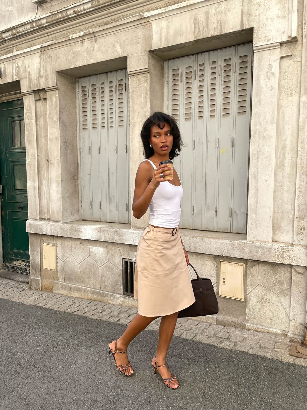 Scandivv skirt with belt - Beige