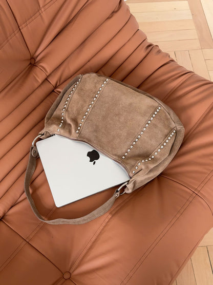 Henry bag with studs - Brown